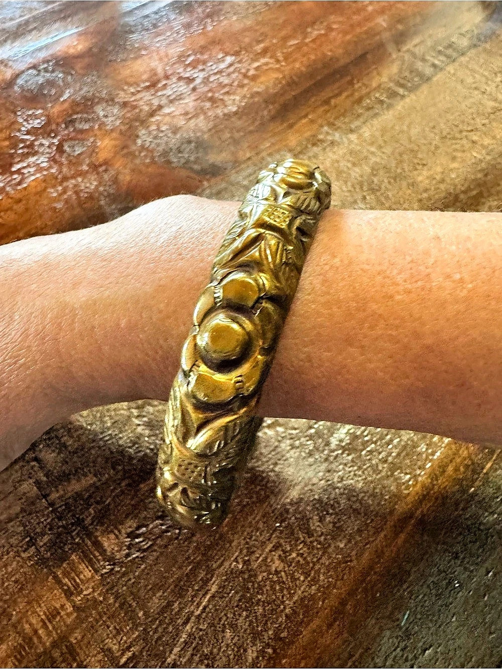 Gold-Tone Textured Statement Bracelet